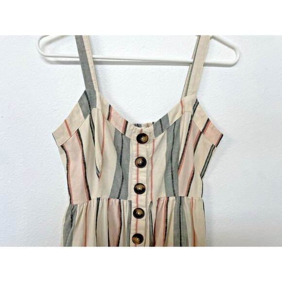 Shyanne Womens Sm Western Sundress Mini Linen Adjustable Straps Button Down - Picture 4 of 16